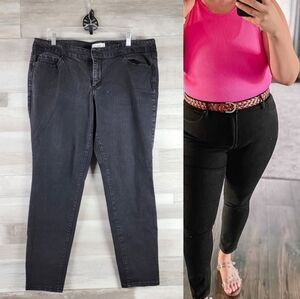 Jessica Simpson Forever Rolled Ankle Mid Rise Washed Black Jeans Women's 16W